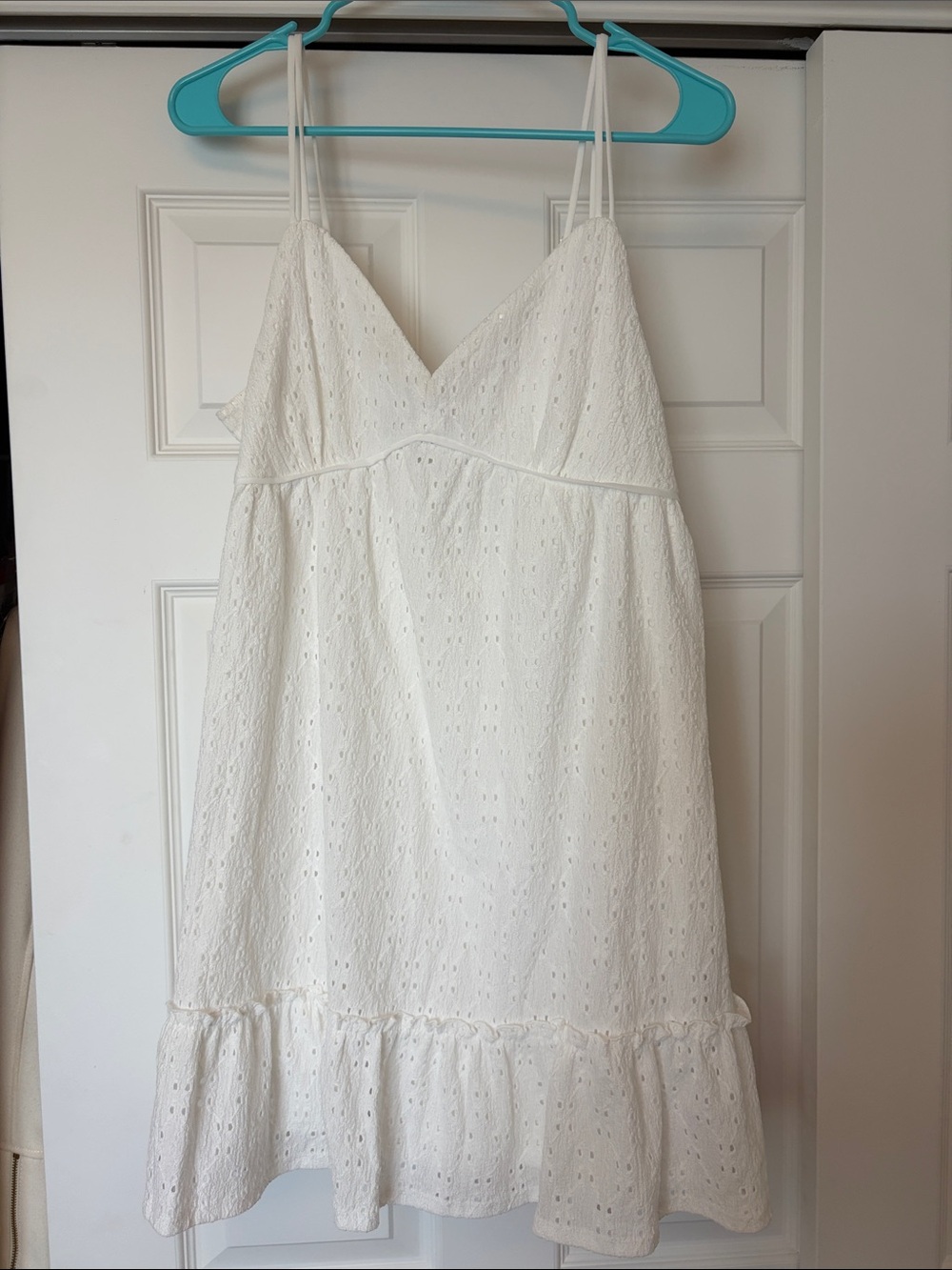 BCX White Eyelet Spaghetti-Strap Mini Dress